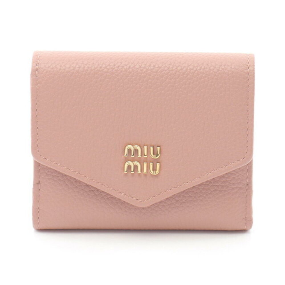 Miu Miu VITDAINO Tri fold Leather Wallet Pink